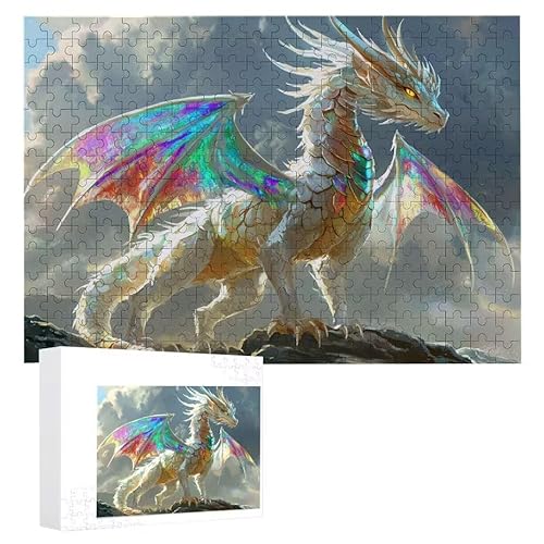 Puzzle 1200 Teile Erwachsene Drache 75 x 50 cm, 3D Visuelle Wooden Puzzle, DIY Craft Bastelpuzzles für Heimdekoration, Geschenkbox, Familie herausforderndes Puzzles F-454 von WEISHIWE