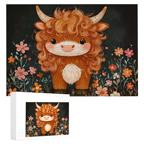 Puzzle 1200 Teile Erwachsene Hochlandrinder 75 x 50 cm, 3D Visuelle Wooden Puzzle, DIY Craft Bastelpuzzles für Heimdekoration, Geschenkbox, Familie herausforderndes Puzzles F-206 von WEISHIWE
