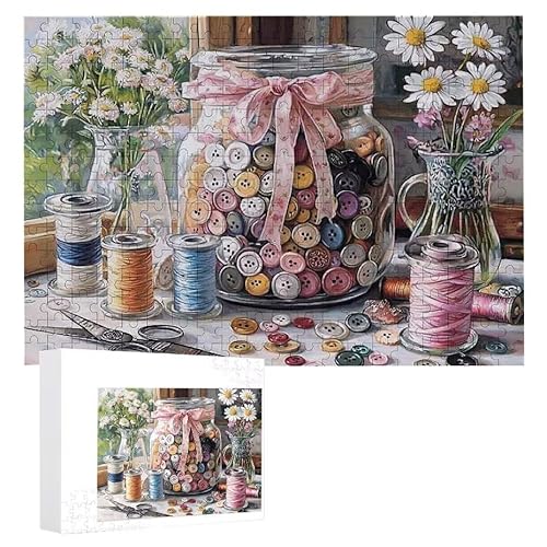 Puzzle 1200 Teile Erwachsene Knopfblume 75 x 50 cm, 3D Visuelle Wooden Puzzle, DIY Craft Bastelpuzzles für Heimdekoration, Geschenkbox, Familie herausforderndes Puzzles F-520 von WEISHIWE