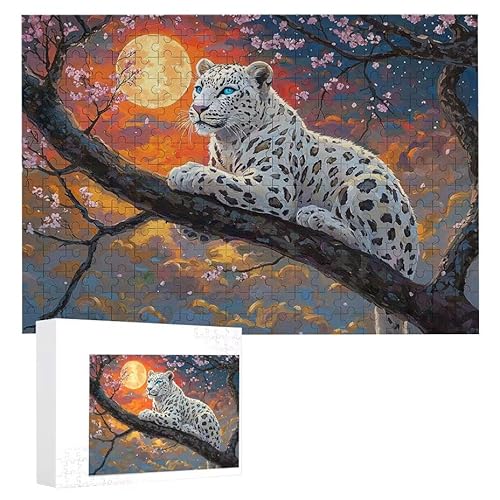 Puzzle 1200 Teile Erwachsene Mondleopard 75 x 50 cm, 3D Visuelle Wooden Puzzle, DIY Craft Bastelpuzzles für Heimdekoration, Geschenkbox, Familie herausforderndes Puzzles F-770 von WEISHIWE