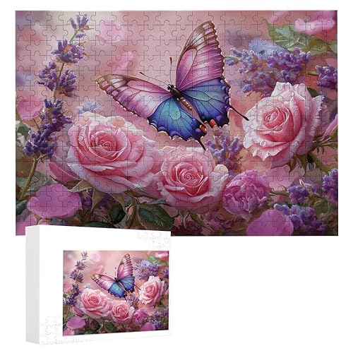 Puzzle 1200 Teile Erwachsene Rosenschmetterling 75 x 50 cm, 3D Visuelle Wooden Puzzle, DIY Craft Bastelpuzzles für Heimdekoration, Geschenkbox, Familie herausforderndes Puzzles F-478 von WEISHIWE