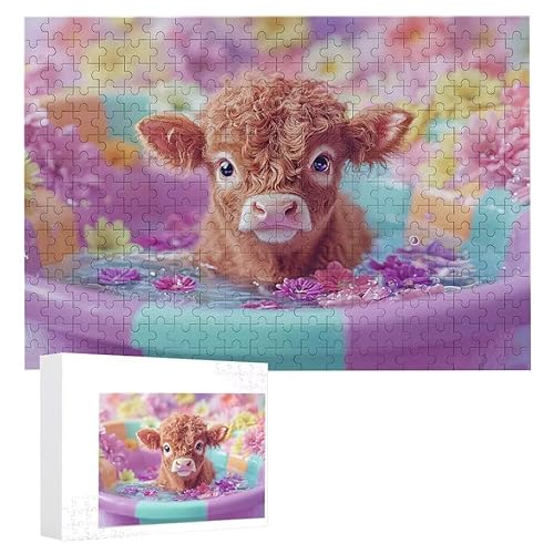 Puzzle 1200 Teile Erwachsene Süße Kuh 75 x 50 cm, 3D Visuelle Wooden Puzzle, DIY Craft Bastelpuzzles für Heimdekoration, Geschenkbox, Familie herausforderndes Puzzles F-400 von WEISHIWE