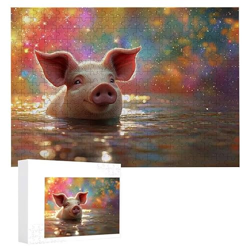 Puzzle 1200 Teile Erwachsene Tierschwein 75 x 50 cm, 3D Visuelle Wooden Puzzle, DIY Craft Bastelpuzzles für Heimdekoration, Geschenkbox, Familie herausforderndes Puzzles F-166 von WEISHIWE