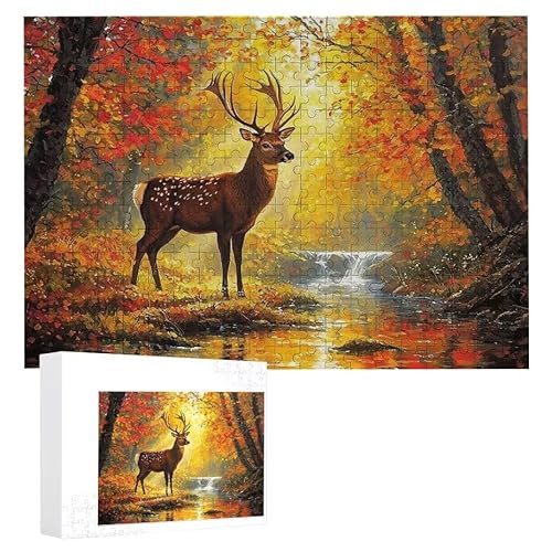 Puzzle 1200 Teile Erwachsene Waldhirsch 75 x 50 cm, 3D Visuelle Wooden Puzzle, DIY Craft Bastelpuzzles für Heimdekoration, Geschenkbox, Familie herausforderndes Puzzles F-646 von WEISHIWE