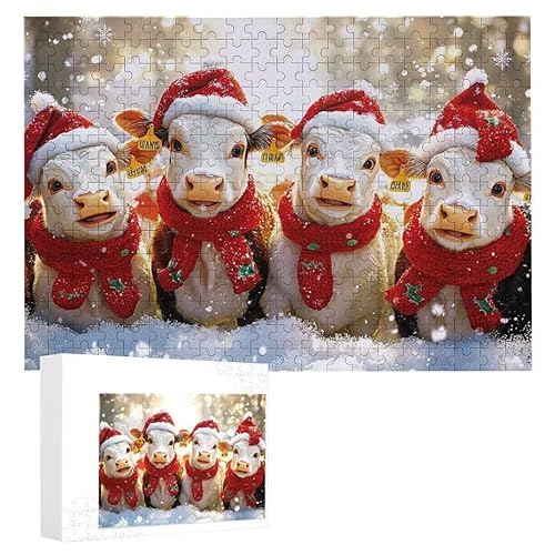 Puzzle 1200 Teile Erwachsene Weihnachtsbull 75 x 50 cm, 3D Visuelle Wooden Puzzle, DIY Craft Bastelpuzzles für Heimdekoration, Geschenkbox, Familie herausforderndes Puzzles F-614 von WEISHIWE