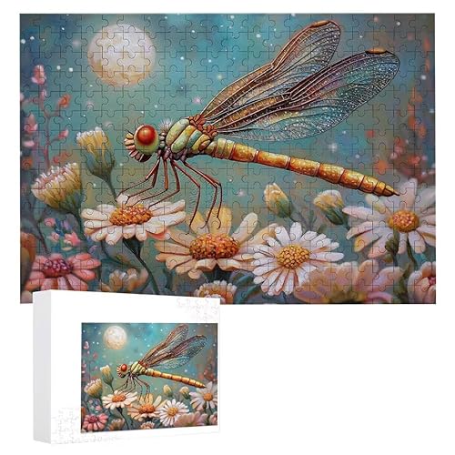 Puzzle 1500 Teile Erwachsene Blumenlibelle 87 x 57 cm, 3D Visuelle Wooden Puzzle, DIY Craft Bastelpuzzles für Heimdekoration, Geschenkbox, Familie herausforderndes Puzzles F-333 von WEISHIWE