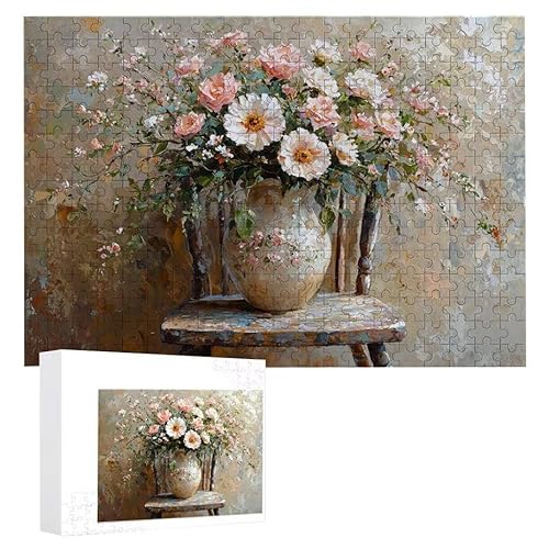 Puzzle 1500 Teile Erwachsene Blumenvasen 87 x 57 cm, 3D Visuelle Wooden Puzzle, DIY Craft Bastelpuzzles für Heimdekoration, Geschenkbox, Familie herausforderndes Puzzles F-329 von WEISHIWE