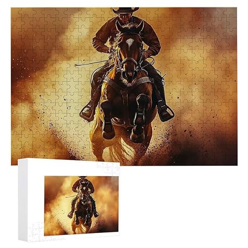 Puzzle 1500 Teile Erwachsene Cowboy Ritter 87 x 57 cm, 3D Visuelle Wooden Puzzle, DIY Craft Bastelpuzzles für Heimdekoration, Geschenkbox, Familie herausforderndes Puzzles F-519 von WEISHIWE