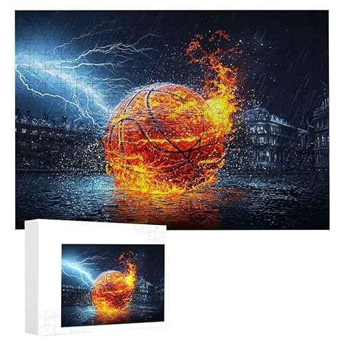 Puzzle 1500 Teile Erwachsene Flame Basketball 87 x 57 cm, 3D Visuelle Wooden Puzzle, DIY Craft Bastelpuzzles für Heimdekoration, Geschenkbox, Familie herausforderndes Puzzles F-359 von WEISHIWE