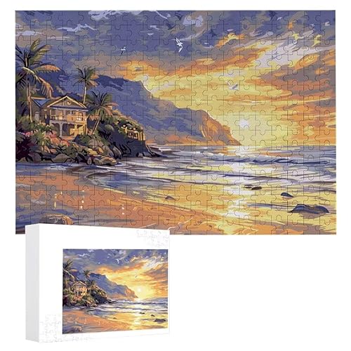 Puzzle 1500 Teile Erwachsene Seelandschaft 87 x 57 cm, 3D Visuelle Wooden Puzzle, DIY Craft Bastelpuzzles für Heimdekoration, Geschenkbox, Familie herausforderndes Puzzles F-229 von WEISHIWE