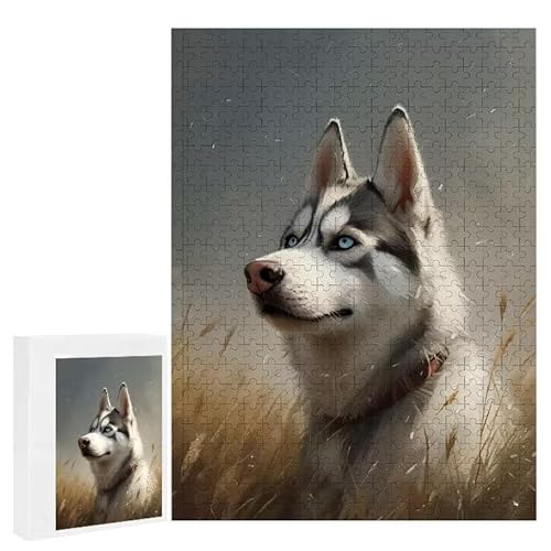 Puzzle 1500 Teile Erwachsene Sibirischer Husky 87 x 57 cm, 3D Visuelle Wooden Puzzle, DIY Craft Bastelpuzzles für Heimdekoration, Geschenkbox, Familie herausforderndes Puzzles F-215 von WEISHIWE