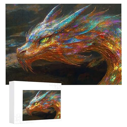 Puzzle 1500 Teile Erwachsene Tierdrache 87 x 57 cm, 3D Visuelle Wooden Puzzle, DIY Craft Bastelpuzzles für Heimdekoration, Geschenkbox, Familie herausforderndes Puzzles F-151 von WEISHIWE