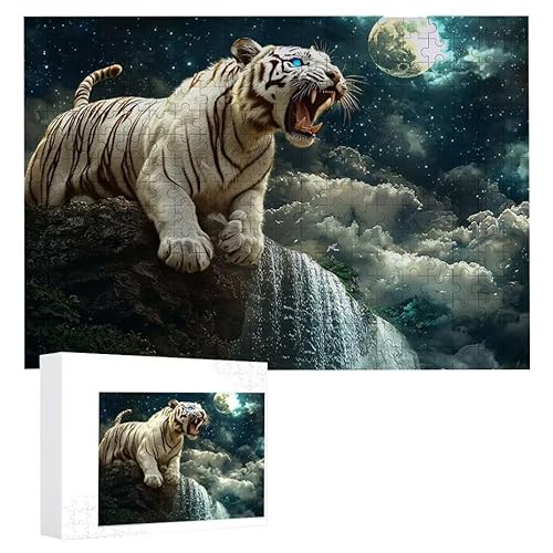 Puzzle 1500 Teile Erwachsene Tiger Mond 87 x 57 cm, 3D Visuelle Wooden Puzzle, DIY Craft Bastelpuzzles für Heimdekoration, Geschenkbox, Familie herausforderndes Puzzles F-439 von WEISHIWE