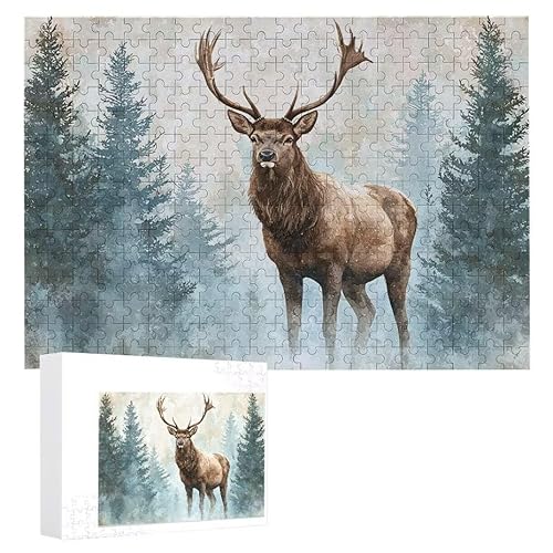 Puzzle 1500 Teile Erwachsene Waldhirsch 87 x 57 cm, 3D Visuelle Wooden Puzzle, DIY Craft Bastelpuzzles für Heimdekoration, Geschenkbox, Familie herausforderndes Puzzles F-645 von WEISHIWE