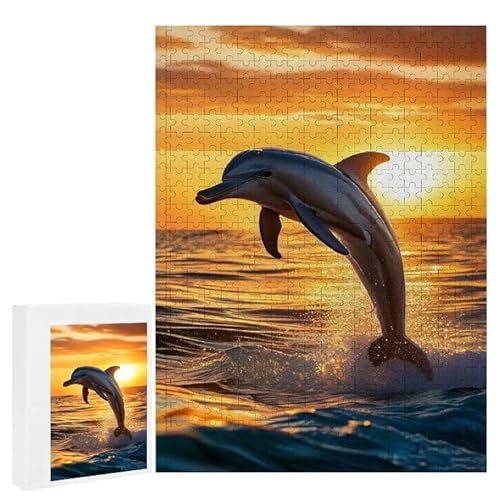 Puzzle 200 Teile Erwachsene Delphin 35 x 25 cm, 3D Visuelle Wooden Puzzle, DIY Craft Bastelpuzzles für Heimdekoration, Geschenkbox, Familie herausforderndes Puzzles F-236 von WEISHIWE