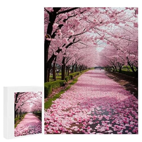 Puzzle 200 Teile Erwachsene Kirschblüte 35 x 25 cm, 3D Visuelle Wooden Puzzle, DIY Craft Bastelpuzzles für Heimdekoration, Geschenkbox, Familie herausforderndes Puzzles F-750 von WEISHIWE