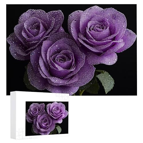 Puzzle 200 Teile Erwachsene Lila Rose 35 x 25 cm, 3D Visuelle Wooden Puzzle, DIY Craft Bastelpuzzles für Heimdekoration, Geschenkbox, Familie herausforderndes Puzzles F-798 von WEISHIWE