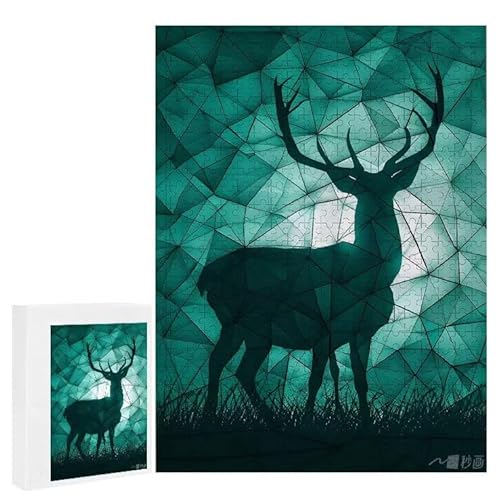 Puzzle 200 Teile Erwachsene Milu Hirsch 35 x 25 cm, 3D Visuelle Wooden Puzzle, DIY Craft Bastelpuzzles für Heimdekoration, Geschenkbox, Familie herausforderndes Puzzles F-502 von WEISHIWE