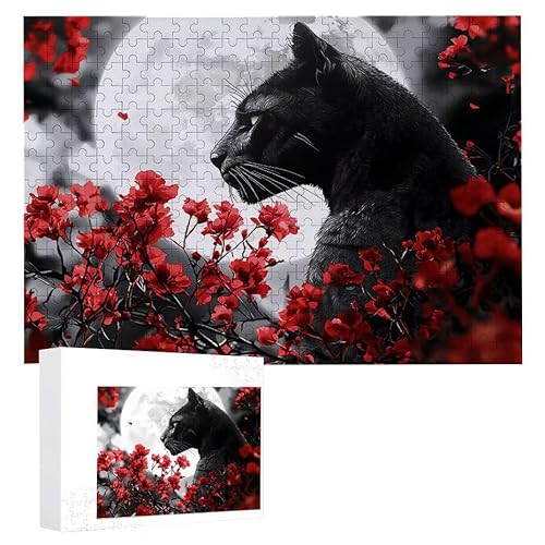 Puzzle 200 Teile Erwachsene Mond Schwarzer Panther 35 x 25 cm, 3D Visuelle Wooden Puzzle, DIY Craft Bastelpuzzles für Heimdekoration, Geschenkbox, Familie herausforderndes Puzzles F-772 von WEISHIWE