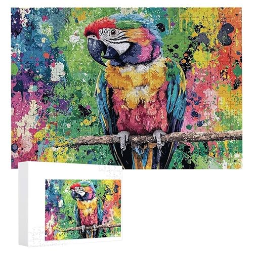 Puzzle 200 Teile Erwachsene Papageienfarbe 35 x 25 cm, 3D Visuelle Wooden Puzzle, DIY Craft Bastelpuzzles für Heimdekoration, Geschenkbox, Familie herausforderndes Puzzles F-756 von WEISHIWE