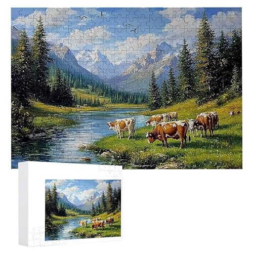 Puzzle 200 Teile Erwachsene Shanshui Pferd 35 x 25 cm, 3D Visuelle Wooden Puzzle, DIY Craft Bastelpuzzles für Heimdekoration, Geschenkbox, Familie herausforderndes Puzzles F-590 von WEISHIWE