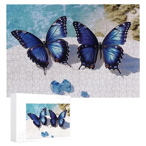 Puzzle 2000 Teile Erwachsene Blauer Schmetterling 100 x 70 cm, 3D Visuelle Wooden Puzzle, DIY Craft Bastelpuzzles für Heimdekoration, Geschenkbox, Familie herausforderndes Puzzles F-424 von WEISHIWE