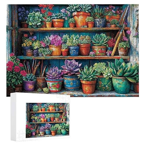 Puzzle 2000 Teile Erwachsene Blumenregal 100 x 70 cm, 3D Visuelle Wooden Puzzle, DIY Craft Bastelpuzzles für Heimdekoration, Geschenkbox, Familie herausforderndes Puzzles F-338 von WEISHIWE