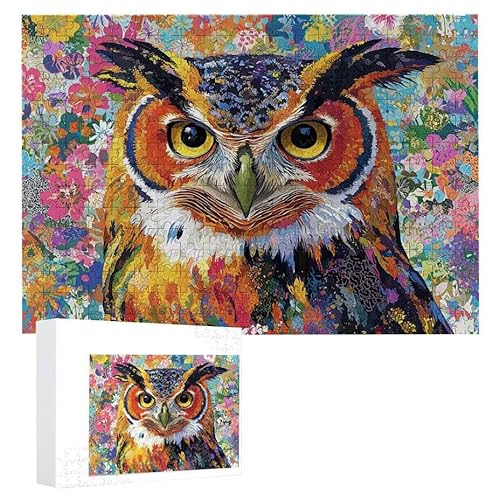 Puzzle 2000 Teile Erwachsene Eule 100 x 70 cm, 3D Visuelle Wooden Puzzle, DIY Craft Bastelpuzzles für Heimdekoration, Geschenkbox, Familie herausforderndes Puzzles F-470 von WEISHIWE