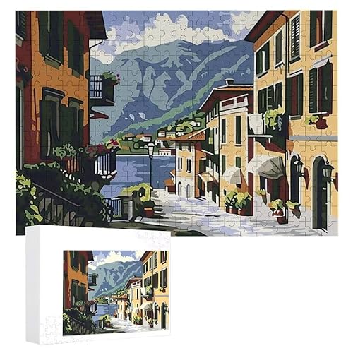 Puzzle 2000 Teile Erwachsene Kleinstadtlandschaft 100 x 70 cm, 3D Visuelle Wooden Puzzle, DIY Craft Bastelpuzzles für Heimdekoration, Geschenkbox, Familie herausforderndes Puzzles F-700 von WEISHIWE