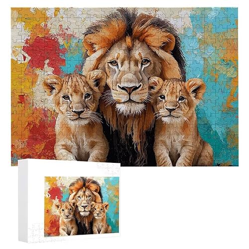 Puzzle 2000 Teile Erwachsene Löwentiere 100 x 70 cm, 3D Visuelle Wooden Puzzle, DIY Craft Bastelpuzzles für Heimdekoration, Geschenkbox, Familie herausforderndes Puzzles F-632 von WEISHIWE