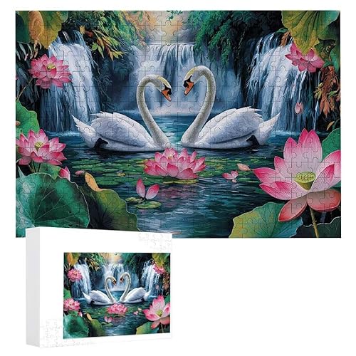 Puzzle 2000 Teile Erwachsene Lotosschwan 100 x 70 cm, 3D Visuelle Wooden Puzzle, DIY Craft Bastelpuzzles für Heimdekoration, Geschenkbox, Familie herausforderndes Puzzles F-254 von WEISHIWE