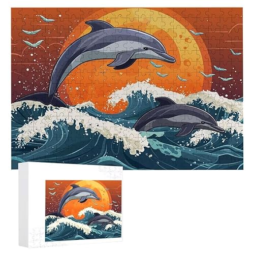 Puzzle 2000 Teile Erwachsene Meeresdelfine 100 x 70 cm, 3D Visuelle Wooden Puzzle, DIY Craft Bastelpuzzles für Heimdekoration, Geschenkbox, Familie herausforderndes Puzzles F-246 von WEISHIWE