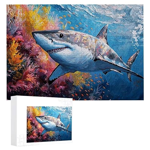 Puzzle 2000 Teile Erwachsene Meereshaie 100 x 70 cm, 3D Visuelle Wooden Puzzle, DIY Craft Bastelpuzzles für Heimdekoration, Geschenkbox, Familie herausforderndes Puzzles F-248 von WEISHIWE