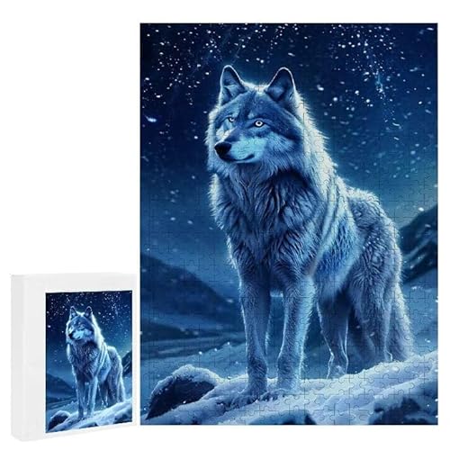 Puzzle 2000 Teile Erwachsene Mondwolf 100 x 70 cm, 3D Visuelle Wooden Puzzle, DIY Craft Bastelpuzzles für Heimdekoration, Geschenkbox, Familie herausforderndes Puzzles F-762 von WEISHIWE