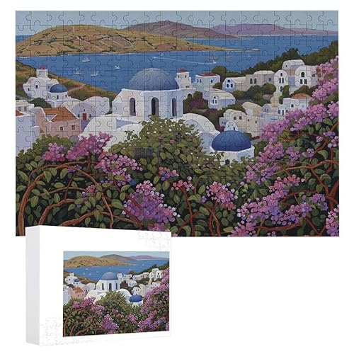 Puzzle 2000 Teile Erwachsene Santorini 100 x 70 cm, 3D Visuelle Wooden Puzzle, DIY Craft Bastelpuzzles für Heimdekoration, Geschenkbox, Familie herausforderndes Puzzles F-630 von WEISHIWE