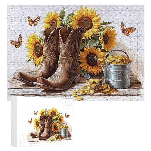 Puzzle 2000 Teile Erwachsene Schuhe Sonnenblume 100 x 70 cm, 3D Visuelle Wooden Puzzle, DIY Craft Bastelpuzzles für Heimdekoration, Geschenkbox, Familie herausforderndes Puzzles F-702 von WEISHIWE