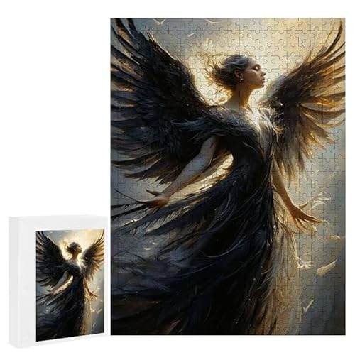 Puzzle 2000 Teile Erwachsene Schwarzer Engel 100 x 70 cm, 3D Visuelle Wooden Puzzle, DIY Craft Bastelpuzzles für Heimdekoration, Geschenkbox, Familie herausforderndes Puzzles F-264 von WEISHIWE