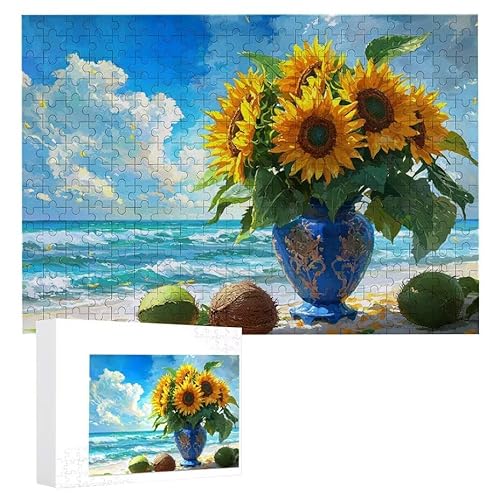 Puzzle 2000 Teile Erwachsene Sonnenblume 100 x 70 cm, 3D Visuelle Wooden Puzzle, DIY Craft Bastelpuzzles für Heimdekoration, Geschenkbox, Familie herausforderndes Puzzles F-682 von WEISHIWE