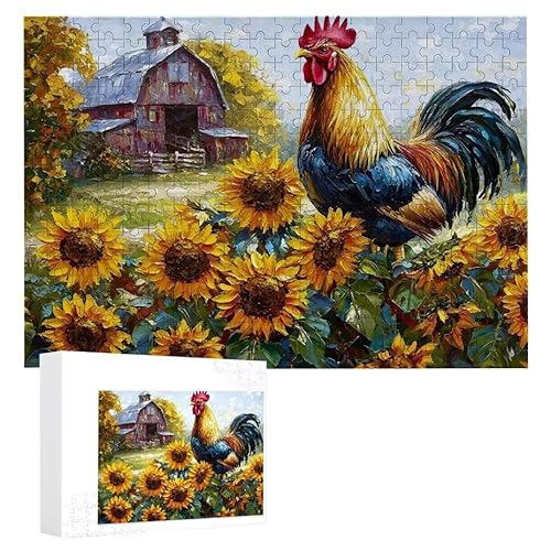 Puzzle 2000 Teile Erwachsene Sonnenblumenhahn 100 x 70 cm, 3D Visuelle Wooden Puzzle, DIY Craft Bastelpuzzles für Heimdekoration, Geschenkbox, Familie herausforderndes Puzzles F-686 von WEISHIWE