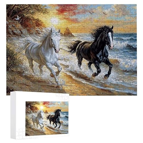 Puzzle 2000 Teile Erwachsene Strandpferd 100 x 70 cm, 3D Visuelle Wooden Puzzle, DIY Craft Bastelpuzzles für Heimdekoration, Geschenkbox, Familie herausforderndes Puzzles F-234 von WEISHIWE