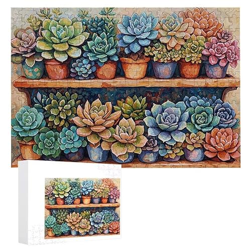 Puzzle 2000 Teile Erwachsene Sukkulenten 100 x 70 cm, 3D Visuelle Wooden Puzzle, DIY Craft Bastelpuzzles für Heimdekoration, Geschenkbox, Familie herausforderndes Puzzles F-170 von WEISHIWE