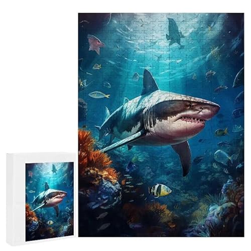 Puzzle 2000 Teile Erwachsene Tierhai 100 x 70 cm, 3D Visuelle Wooden Puzzle, DIY Craft Bastelpuzzles für Heimdekoration, Geschenkbox, Familie herausforderndes Puzzles F-138 von WEISHIWE