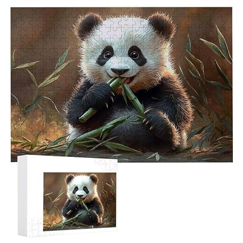 Puzzle 300 Teile Erwachsene Bambus Panda 40 x 28 cm, 3D Visuelle Wooden Puzzle, DIY Craft Bastelpuzzles für Heimdekoration, Geschenkbox, Familie herausforderndes Puzzles F-795 von WEISHIWE