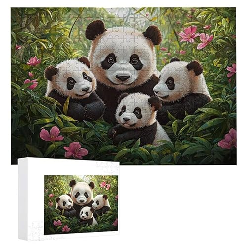 Puzzle 300 Teile Erwachsene Panda Familie 40 x 28 cm, 3D Visuelle Wooden Puzzle, DIY Craft Bastelpuzzles für Heimdekoration, Geschenkbox, Familie herausforderndes Puzzles F-721 von WEISHIWE