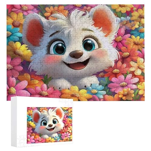 Puzzle 300 Teile Erwachsene Süße Tiere 40 x 28 cm, 3D Visuelle Wooden Puzzle, DIY Craft Bastelpuzzles für Heimdekoration, Geschenkbox, Familie herausforderndes Puzzles F-387 von WEISHIWE