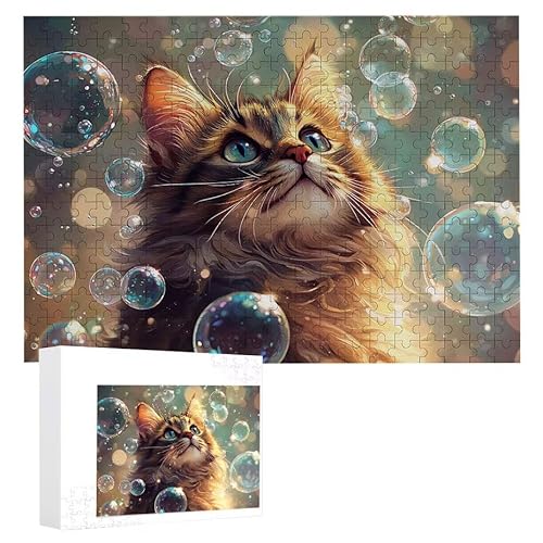 Puzzle 300 Teile Erwachsene Traumkatze 40 x 28 cm, 3D Visuelle Wooden Puzzle, DIY Craft Bastelpuzzles für Heimdekoration, Geschenkbox, Familie herausforderndes Puzzles F-499 von WEISHIWE