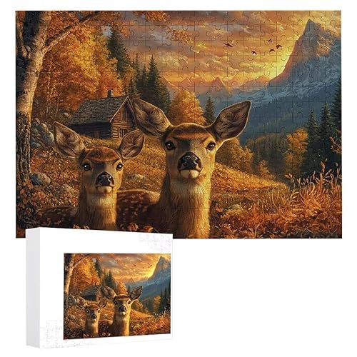 Puzzle 300 Teile Erwachsene Waldhirsch 40 x 28 cm, 3D Visuelle Wooden Puzzle, DIY Craft Bastelpuzzles für Heimdekoration, Geschenkbox, Familie herausforderndes Puzzles F-575 von WEISHIWE