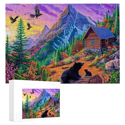 Puzzle 300 Teile Erwachsene Waldlandschaft 40 x 28 cm, 3D Visuelle Wooden Puzzle, DIY Craft Bastelpuzzles für Heimdekoration, Geschenkbox, Familie herausforderndes Puzzles F-571 von WEISHIWE