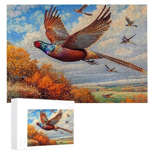 Puzzle 500 Teile Erwachsene Fasan 52 x 38 cm, 3D Visuelle Wooden Puzzle, DIY Craft Bastelpuzzles für Heimdekoration, Geschenkbox, Familie herausforderndes Puzzles F-746 von WEISHIWE