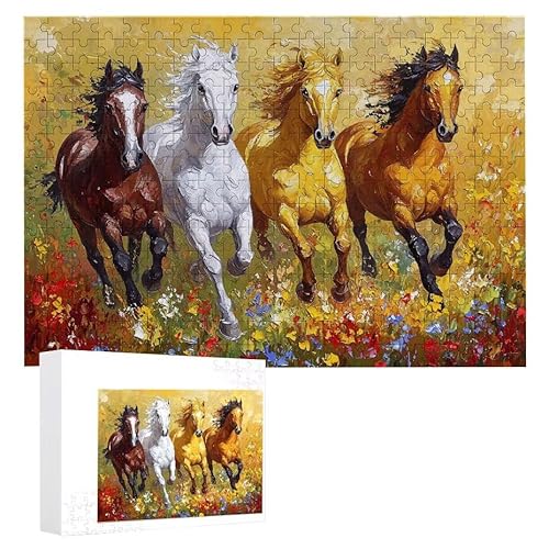 Puzzle 500 Teile Erwachsene Pferd 52 x 38 cm, 3D Visuelle Wooden Puzzle, DIY Craft Bastelpuzzles für Heimdekoration, Geschenkbox, Familie herausforderndes Puzzles F-462 von WEISHIWE